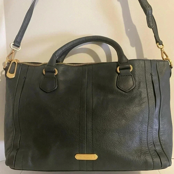 T Tahari black leather satchel handbag - Picture 1 of 15